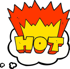thought bubble cartoon word hot