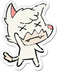 distressed sticker of a cartoon dead fox