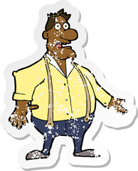 retro distressed sticker of a cartoon shocked man