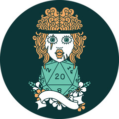 human barbarian with natural 20 dice roll icon