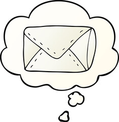 cartoon envelope and thought bubble in smooth gradient style