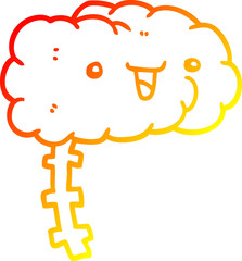 warm gradient line drawing happy cartoon brain