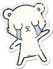 Obraz premium distressed sticker of a crying polar bear cartoon