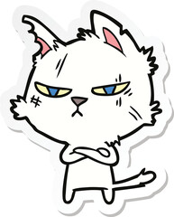 sticker of a tough cartoon cat