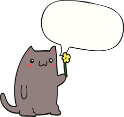 cute cartoon cat and speech bubble