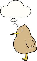 cartoon kiwi bird and thought bubble