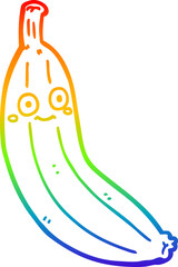 rainbow gradient line drawing cartoon banana