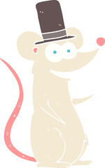 flat color illustration of a cartoon mouse in top hat