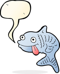 cartoon fish with speech bubble