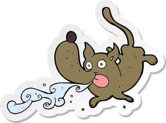 sticker of a cartoon drooling dog