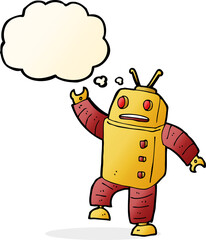 cartoon robot with thought bubble