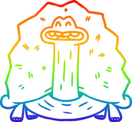 rainbow gradient line drawing funny cartoon turtle