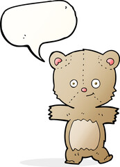 cartoon teddy bear with speech bubble