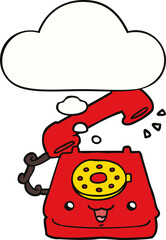 cute cartoon telephone and thought bubble