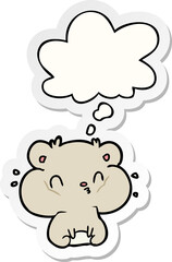 cartoon hamster and thought bubble as a printed sticker