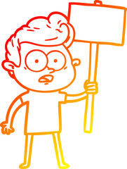 warm gradient line drawing cartoon staring man