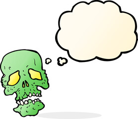 cartoon skull with thought bubble