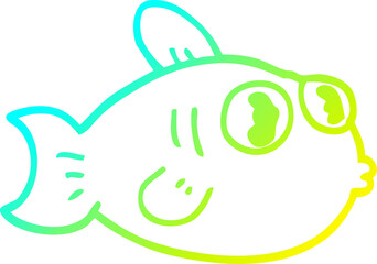 cold gradient line drawing cartoon fish