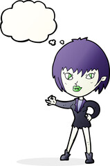 cartoon vampire girl with thought bubble