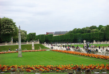 Fototapeta na wymiar Beautiful view of the Luxembourg garden on a spring day. Paris. France.