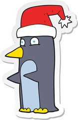 sticker of a cartoon christmas penguin