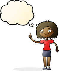 cartoon woman with idea with thought bubble