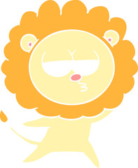 flat color style cartoon bored lion