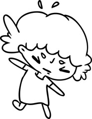 line drawing of a cute kawaii girl