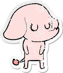 distressed sticker of a cute cartoon elephant
