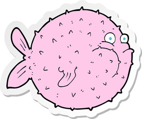 sticker of a cartoon puffer fish