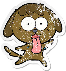 distressed sticker of a cute cartoon dog