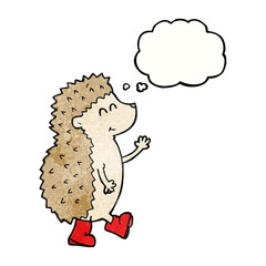 cute thought bubble textured cartoon hedgehog