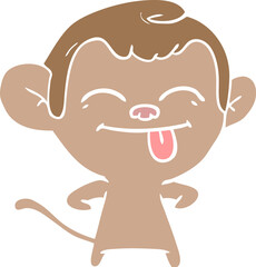 funny flat color style cartoon monkey