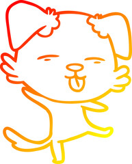 warm gradient line drawing cartoon dancing dog