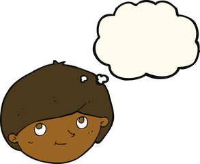 cartoon happy man with thought bubble
