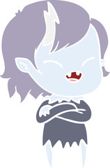 Obraz premium flat color style cartoon laughing vampire girl