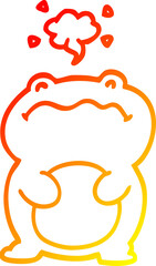 warm gradient line drawing funny cartoon frog