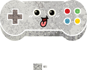 retro illustration style cartoon game controller