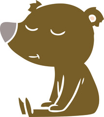 happy flat color style cartoon bear sitting