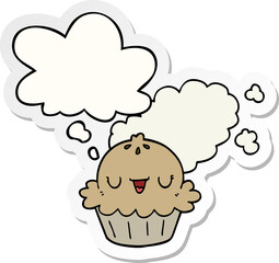 cute cartoon pie and thought bubble as a printed sticker