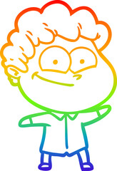 rainbow gradient line drawing cartoon happy man