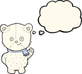 Fototapeta premium cute cartoon polar bear with thought bubble