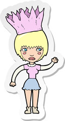 sticker of a cartoon woman wearing paper crown
