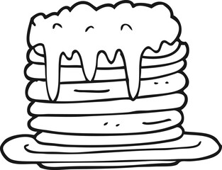black and white cartoon pancake stack