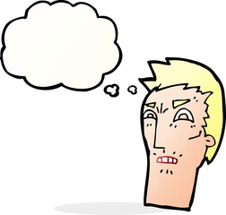 cartoon angry face with thought bubble