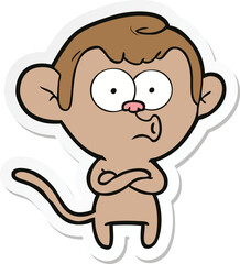sticker of a cartoon surprised monkey