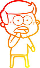 warm gradient line drawing cartoon shocked man
