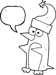 speech bubble cartoon christmas penguin