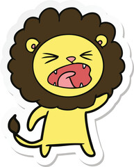 Obraz premium sticker of a cartoon angry lion