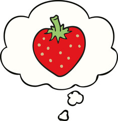cartoon strawberry and thought bubble